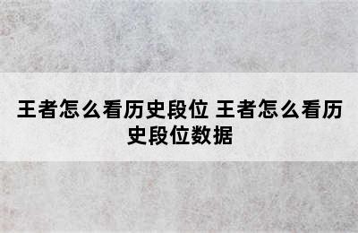 王者怎么看历史段位 王者怎么看历史段位数据